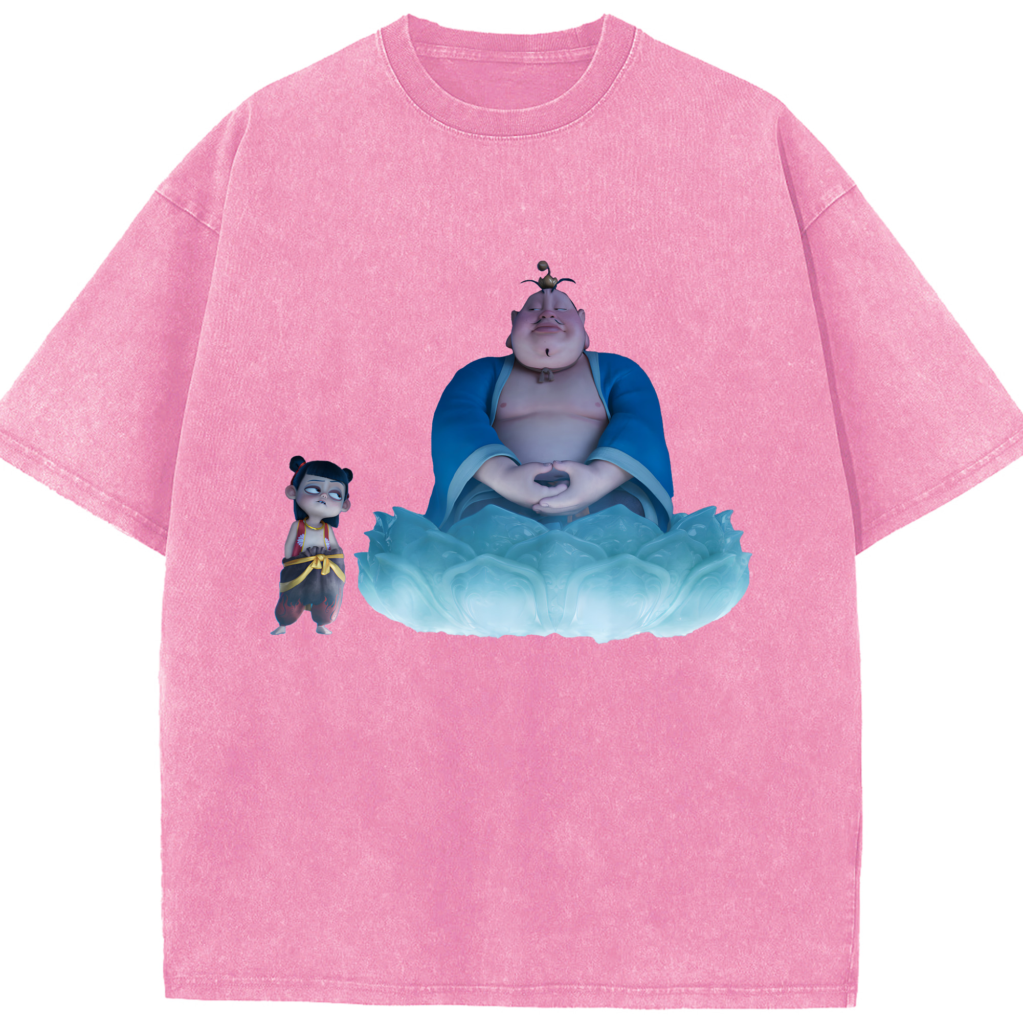 （画像用） Ne Zha 2 ナタ 魔童の大暴れ 綿100% ヴィンテージ風 半袖Tシャツ（フロントプリント）